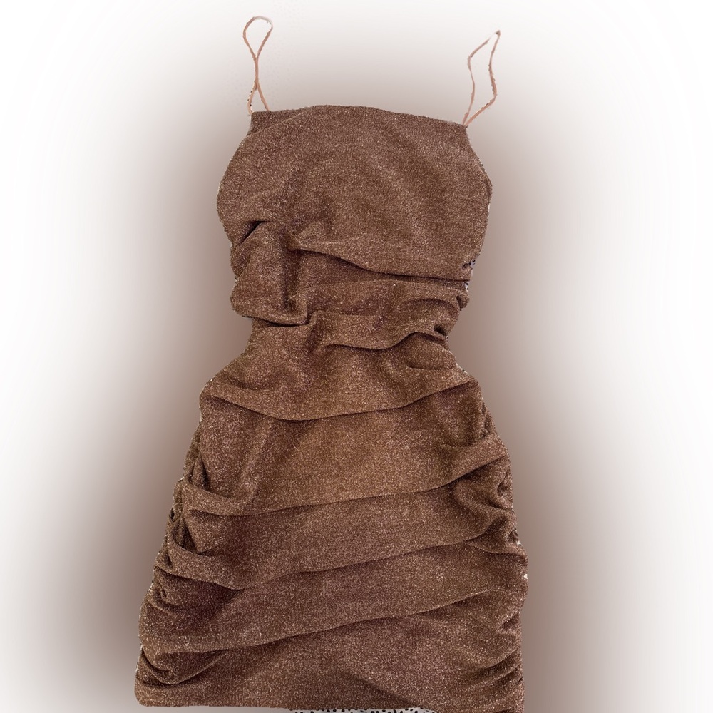 shiny brown short dress
